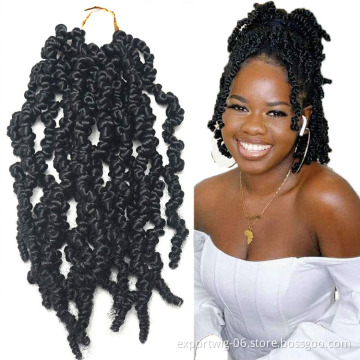 Pre-twisted Spring Twist Crochet Hair Extension Curly Spring Twist Braiding Hair Synthetic Fiber Solid And Mix Color